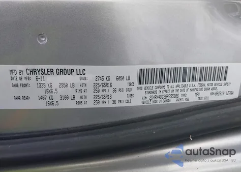 2011 Dodge Grand Caravan Express z USA, uszkodzony, nr VIN 2D4RN4DG3BR795886